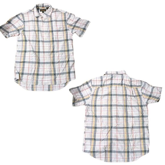 Timberland Other - Vintage Y2K TIMBERLAND Madras Plaid 100% Cotton SS Button Up Shirt Mens Size M